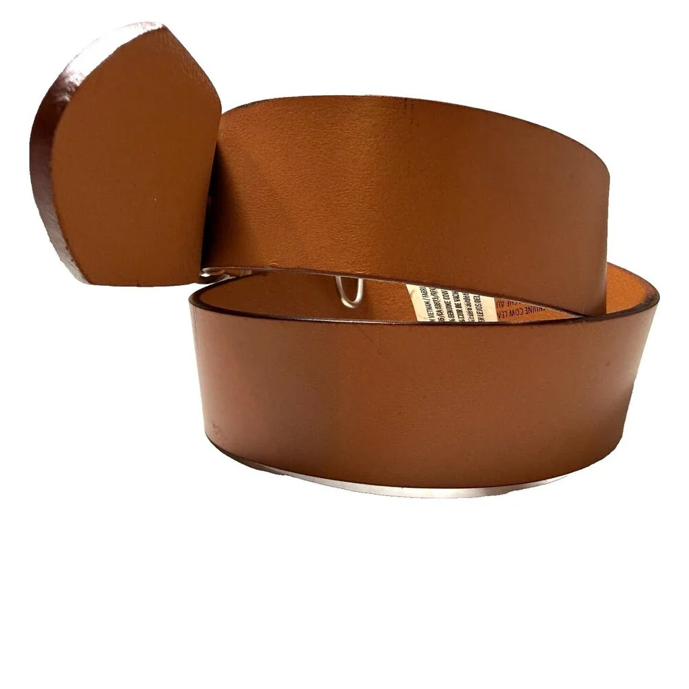 Vtg American Eagle Outfitters AEO Tan Beige Leather Belt Size 26 X-Small Brass
